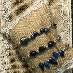 Leather with pearl bracelets